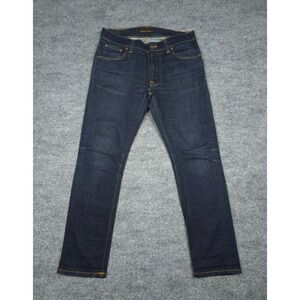 Nudie Jeans Lean Dean Size 30 x 28 (FITS 29 x 26) Dark Wash Stretch EUC